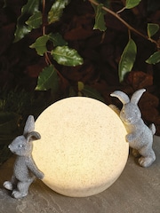 Grey Playful Rabbits Solar Large Ball Outdoor Light - Image 3 of 7