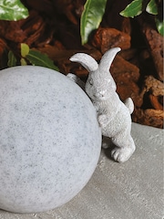 Grey Playful Rabbits Solar Large Ball Outdoor Light - Image 4 of 7