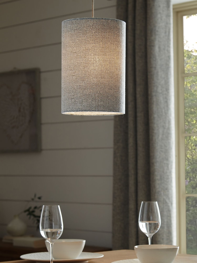 Light Grey Cylindrical Tweedy Plain Light Shade - Image 1 of 6