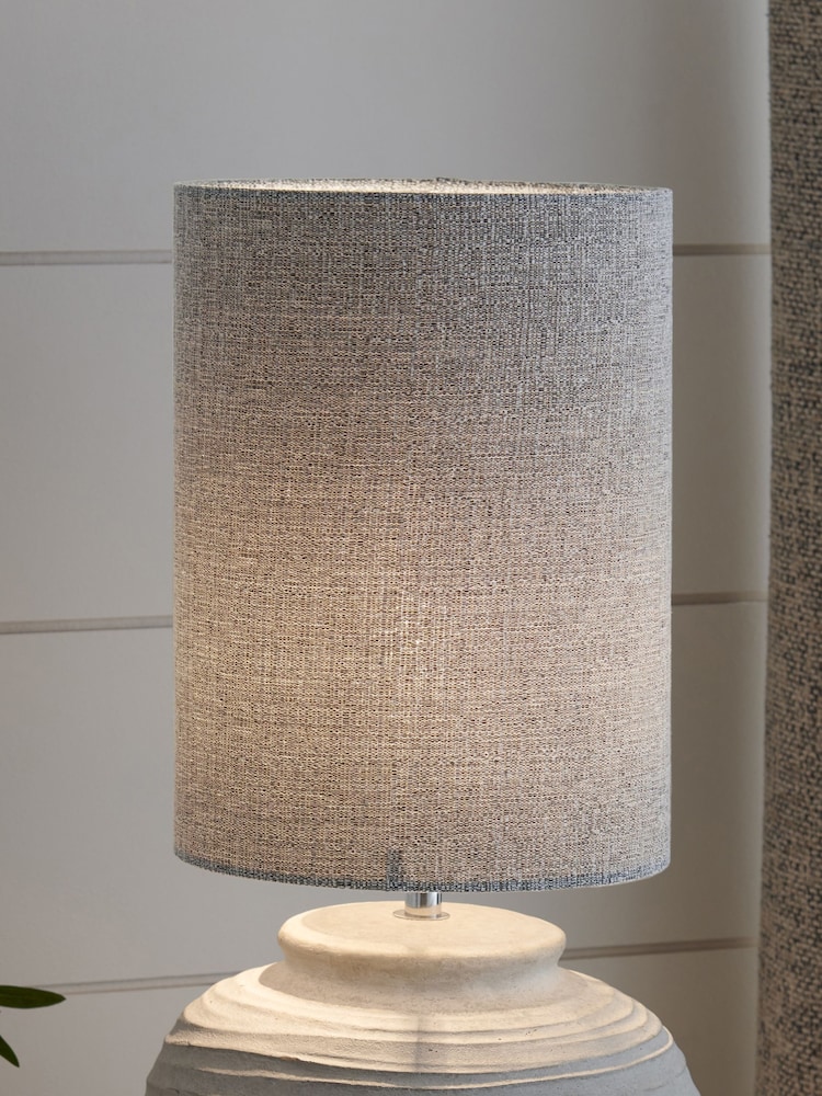 Light Grey Cylindrical Tweedy Plain Light Shade - Image 2 of 6