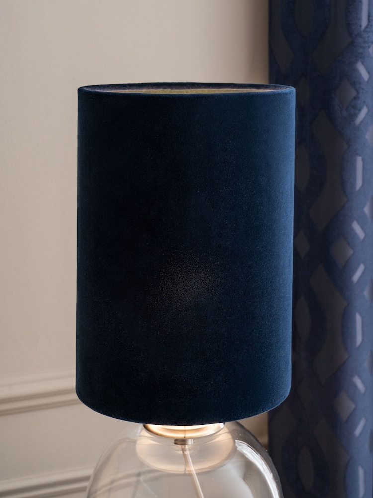 Navy Blue Cylindrical Velvet Light Shade - Image 1 of 6