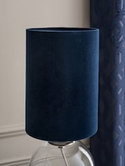 Navy Blue Cylindrical Velvet Light Shade - Image 2 of 6
