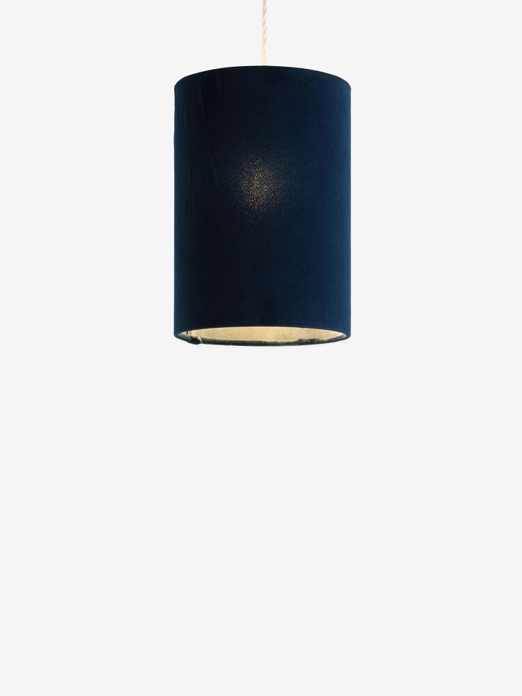 Navy Blue Cylindrical Velvet Light Shade - Image 6 of 6