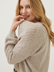FatFace Natural Anna Crochet Cardigan - Image 2 of 5