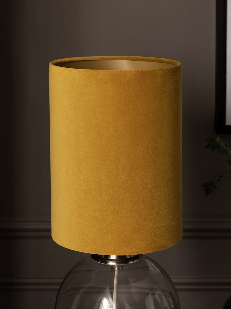 Ochre Yellow Cylindrical Velvet Light Shade - Image 2 of 9