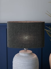 Charcoal Grey Oval Tweedy Plain Light Shade - Image 1 of 5