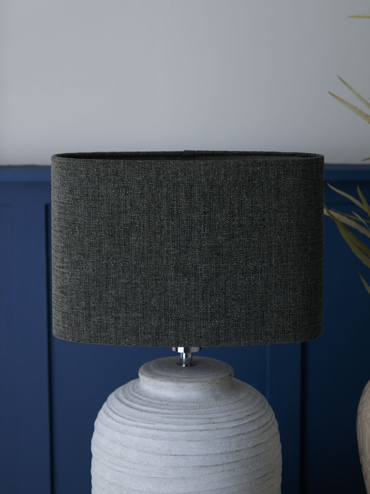 Charcoal Grey Oval Tweedy Plain Light Shade - Image 2 of 5