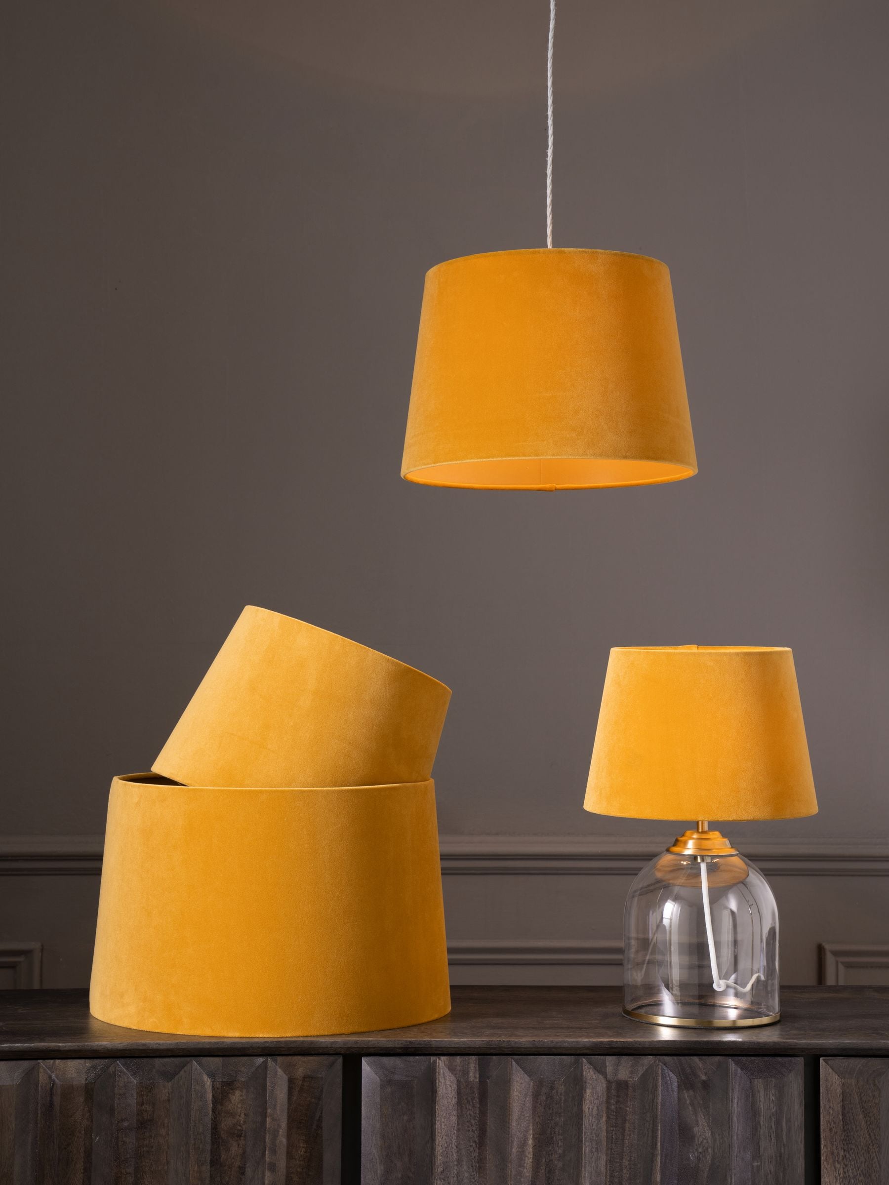 Buy Ochre Yellow Velvet Easy Fit Shade Ceiling Light from the Next UK online shop