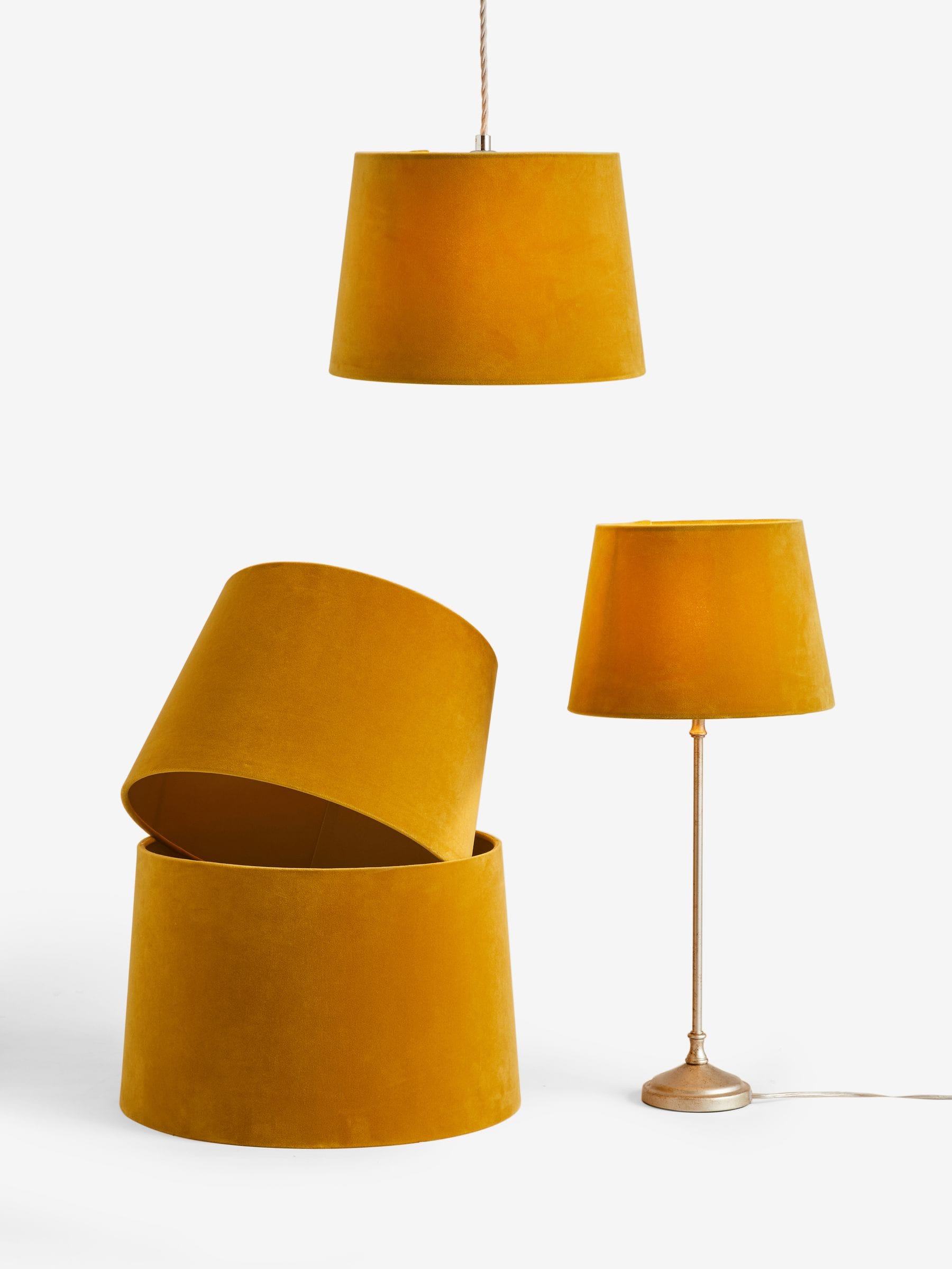 Buy Ochre Yellow Velvet Easy Fit Shade Ceiling Light from the Next UK online shop