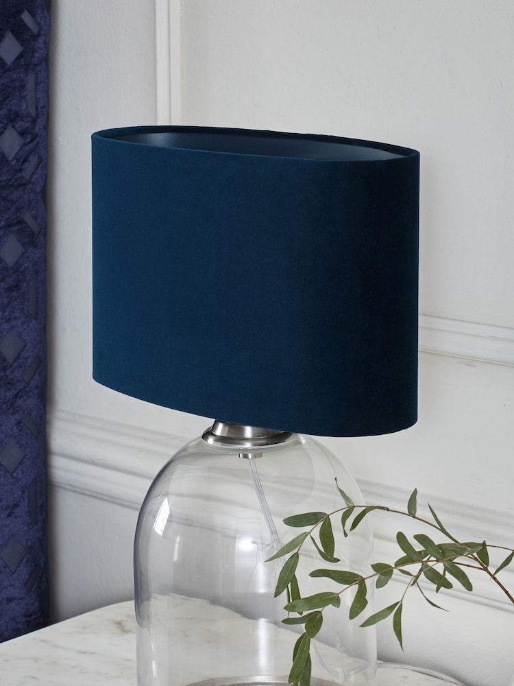 Navy Blue Oval Velvet Light Shade - Image 2 of 5