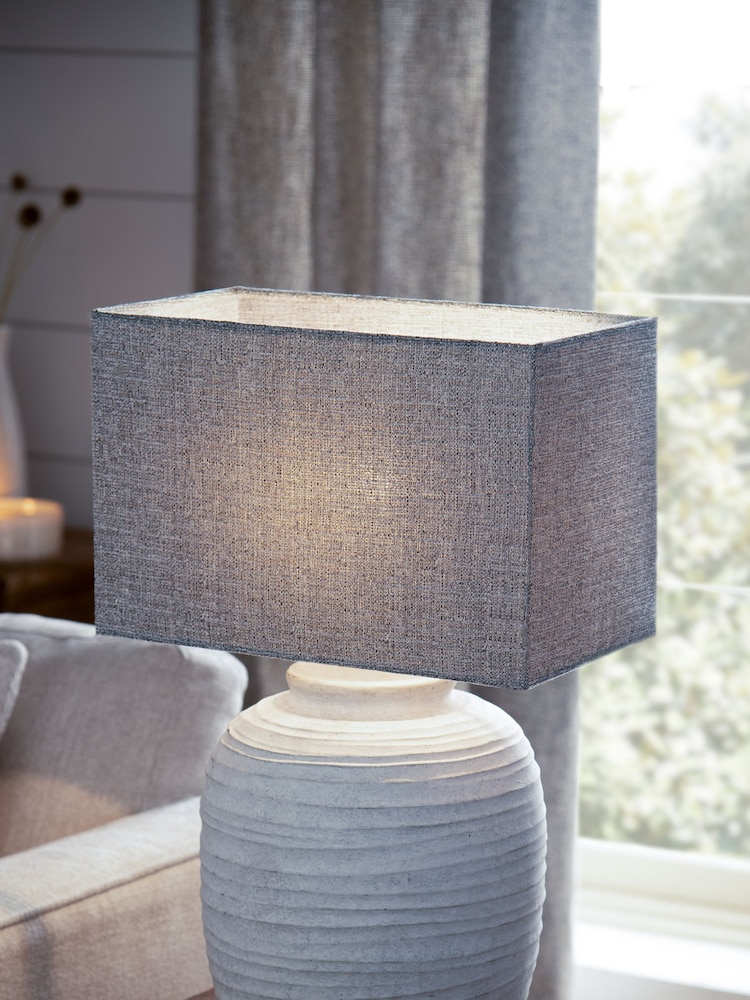Light Grey Rectangular Tweedy Plain Light Shade - Image 2 of 5