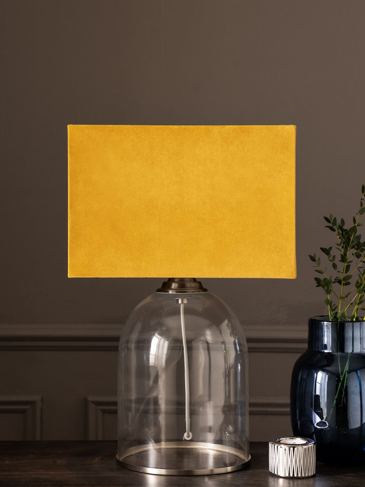 Ochre Yellow Rectangular Velvet Light Shade - Image 1 of 6