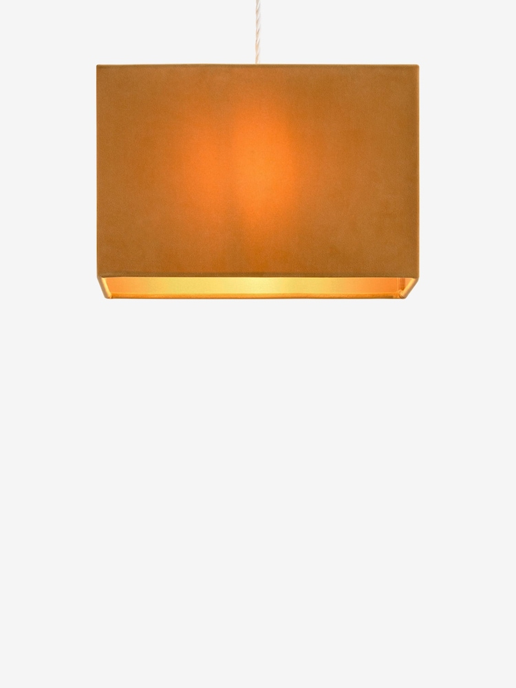 Ochre Yellow Rectangular Velvet Light Shade - Image 6 of 6