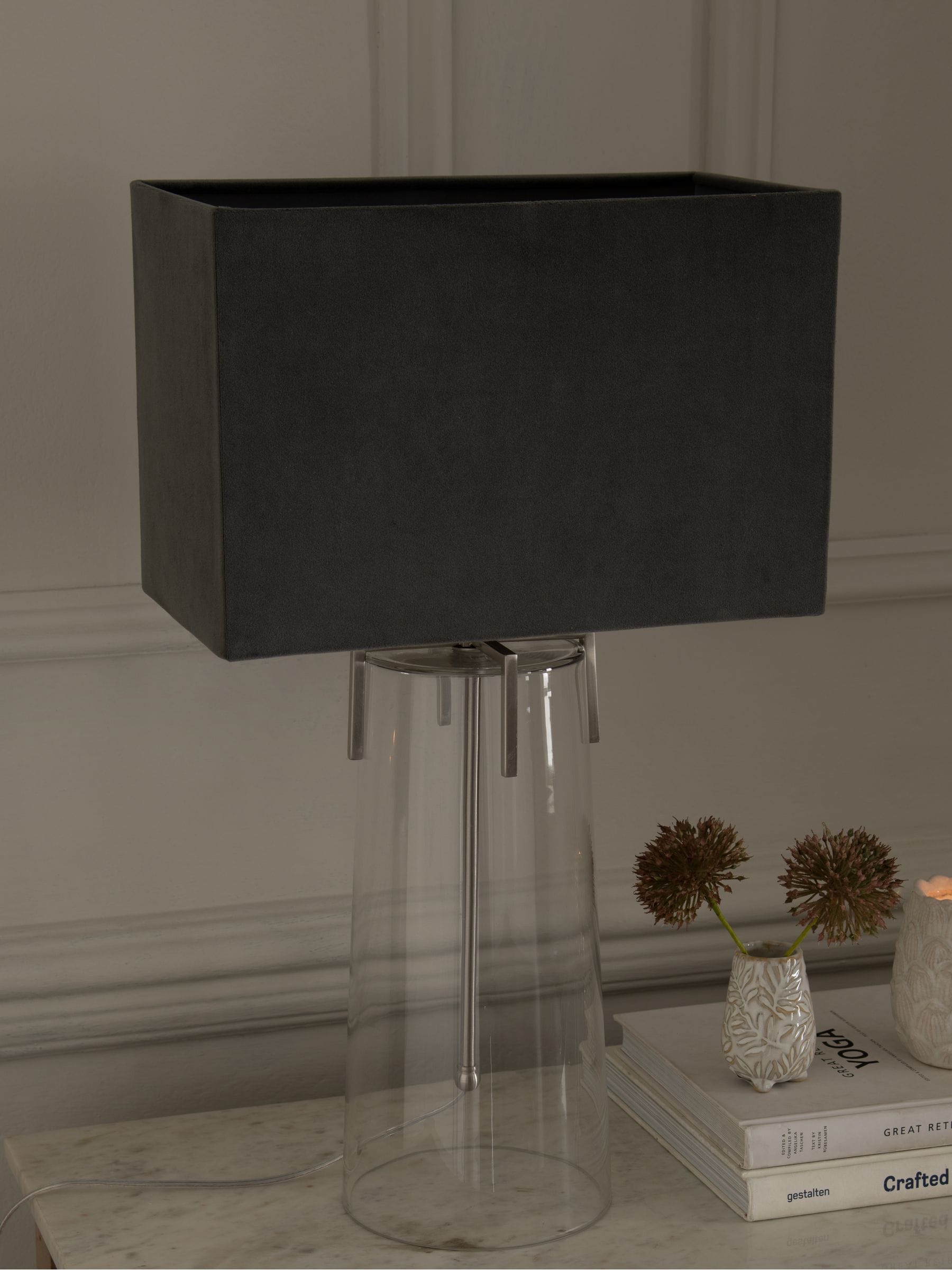 Buy Charcoal Grey Rectangular Velvet Light Shade from the Next UK online shop