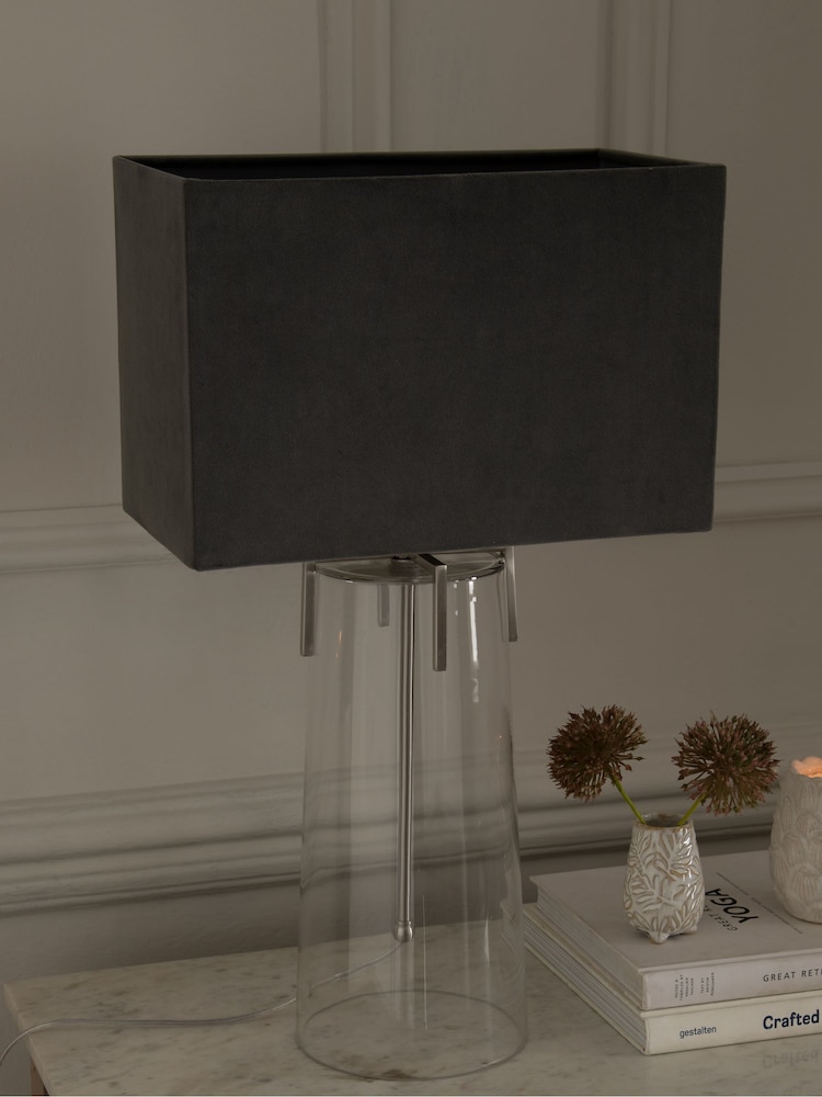 Charcoal Grey Rectangular Velvet Light Shade - Image 1 of 5