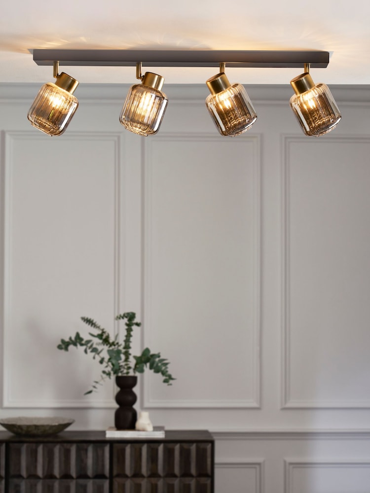 Smoke Grey Jensen 4 Light Bar Ceiling Spot Light - Image 1 of 5