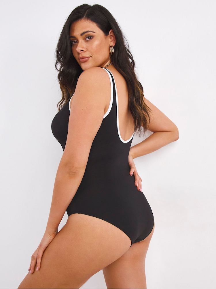 Simply Be Black Magisculpt Twist Front Plunge Swimsuit - Image 2 of 5