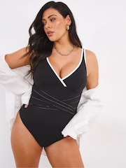 Simply Be Black Magisculpt Twist Front Plunge Swimsuit - Image 3 of 5