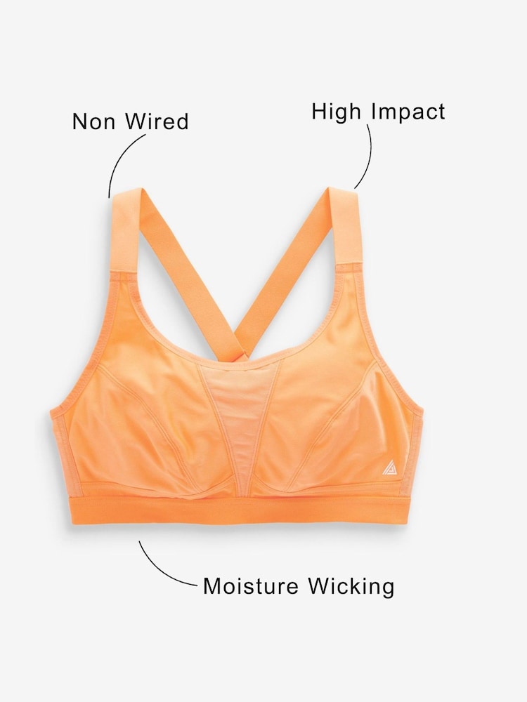 Orange/Black Active Sports High Impact Crop Tops 2 Pack - Image 10 of 10