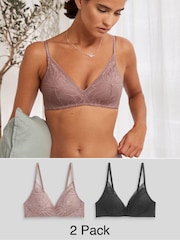 Violet Noir/mauve - Dentelle Detail Ultimate Comfort Soutiens-gorge 2 Lot - Image 1 de 1