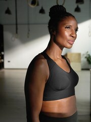 Black Strappy Back Medium Impact Sports Bra - Image 1 of 1