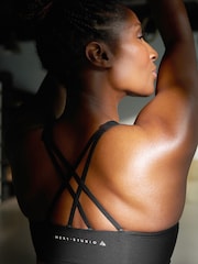Black Strappy Back Medium Impact Sports Bra - Image 3 of 5
