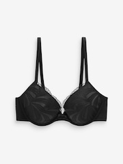 Black/Cream Pad Plunge Embroidered Bras 2 Pack - Image 4 of 4