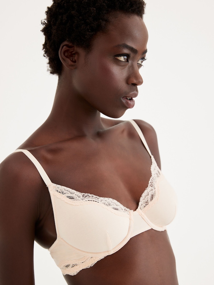 Black/ White/Pastel Rose Nude Non Pad Balcony Cotton Blend Ultimate Comfort Bras 3 Pack - Image 5 of 9
