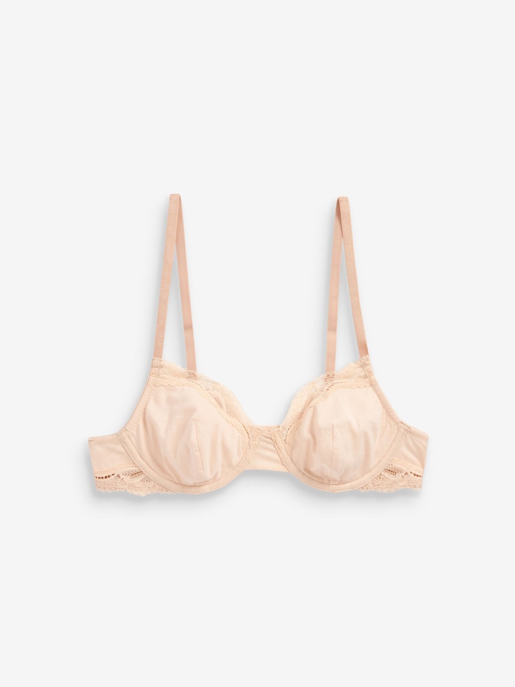 Black/ White/Pastel Rose Nude Non Pad Balcony Cotton Blend Ultimate Comfort Bras 3 Pack - Image 7 of 9
