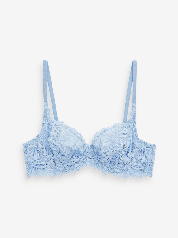 Blue Non Pad Full Cup Comfort Lace Bra - Image 5 of 5