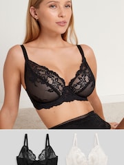 Schwarz/Cream - Spitzen-BHs, 2er-Pack, DD+ - Bild 1 von 9