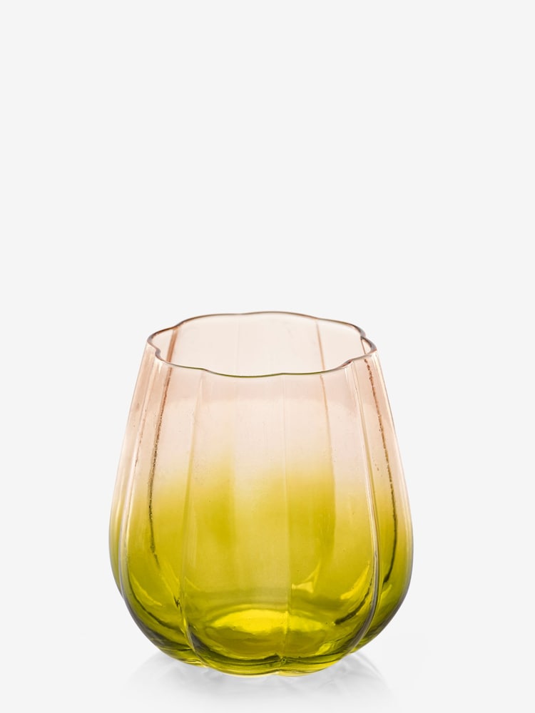 Rockett St George Green/Blush Pink Deco Flower Glass Set of 2 Tumbler Glasses - Image 2 of 2