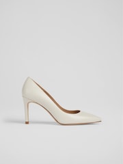 LK Bennett White Floret Leather Pointed Court Shoes - Image 1 of 4