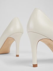 LK Bennett White Floret Leather Pointed Court Shoes - Image 4 of 4
