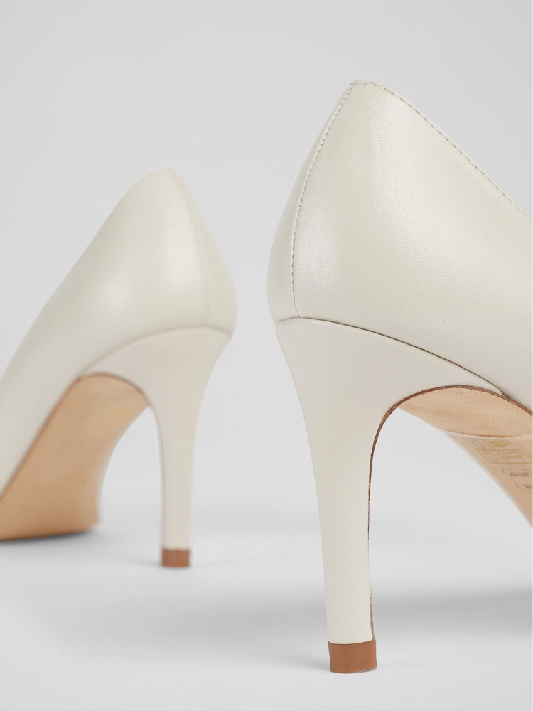LK Bennett White Floret Leather Pointed Court Shoes - Image 4 of 4