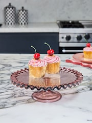 Rockett St George Pink Vintage Inspired Glass Cake Stand - Image 1 of 2