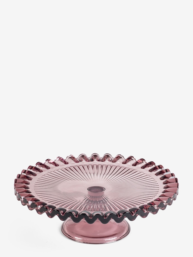 Rockett St George Pink Vintage Inspired Glass Cake Stand - Image 2 of 2