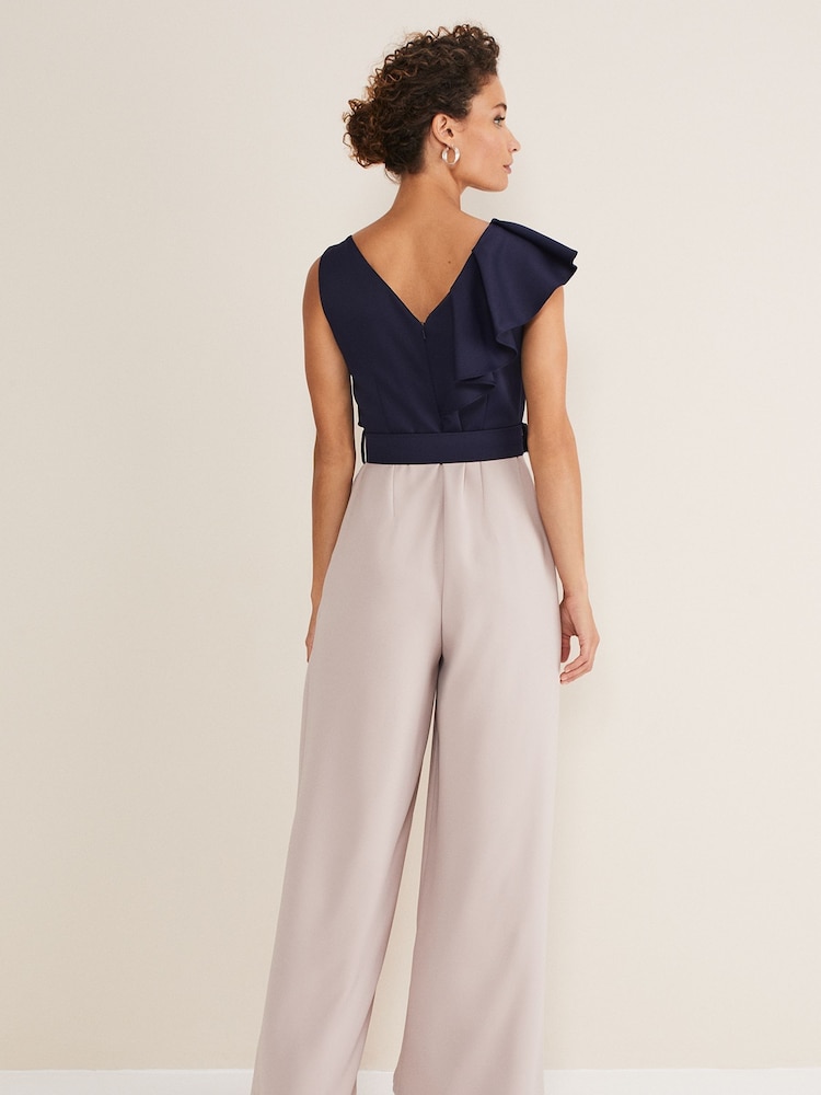 Phase Eight Blue Kimberley Frill Jumpsuit - Image 2 of 6