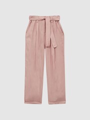 Reiss Pink Joanie 4-9 yrs Paper Bag Cargo Trousers - Image 2 of 5