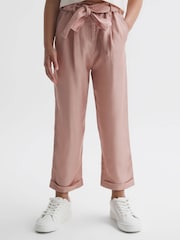 Reiss Pink Joanie 4-9 yrs Paper Bag Cargo Trousers - Image 3 of 5