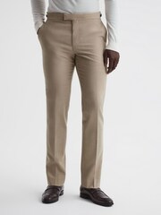 Reiss Oatmeal Wish Slim Fit Wool Blend Trousers - Image 1 of 4