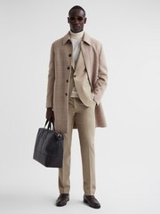 Reiss Oatmeal Wish Slim Fit Wool Blend Trousers - Image 3 of 4