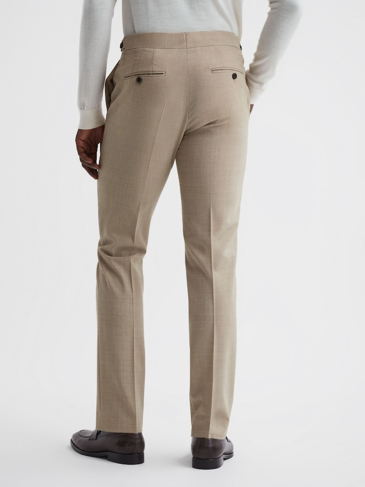 Reiss Oatmeal Wish Slim Fit Wool Blend Trousers - Image 4 of 4