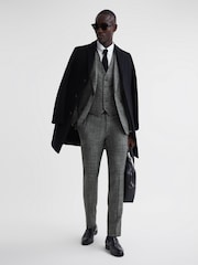 Reiss Charcoal Croupier Slim Fit Wool Waistcoat - Image 4 of 5