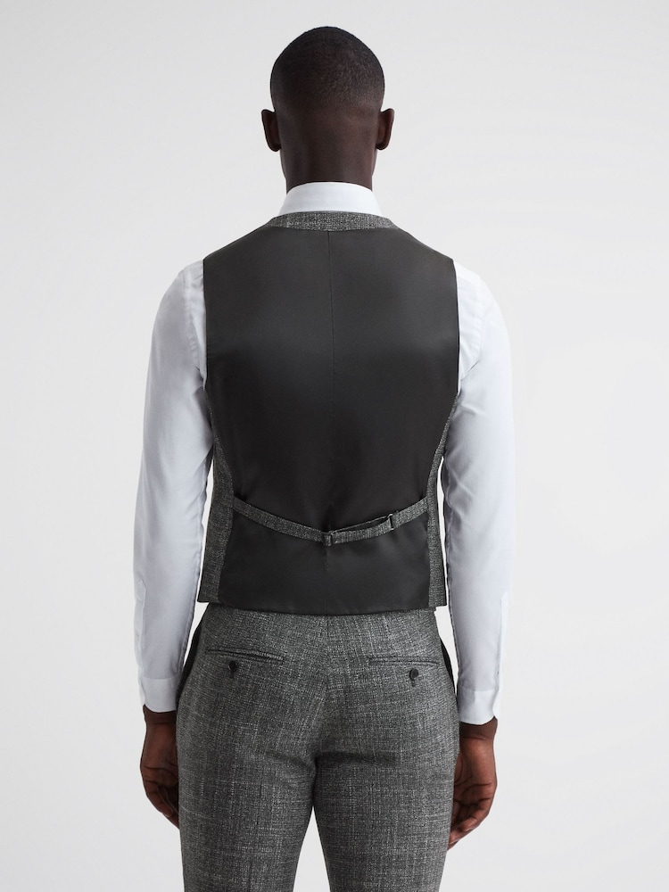 Reiss Charcoal Croupier Slim Fit Wool Waistcoat - Image 5 of 5