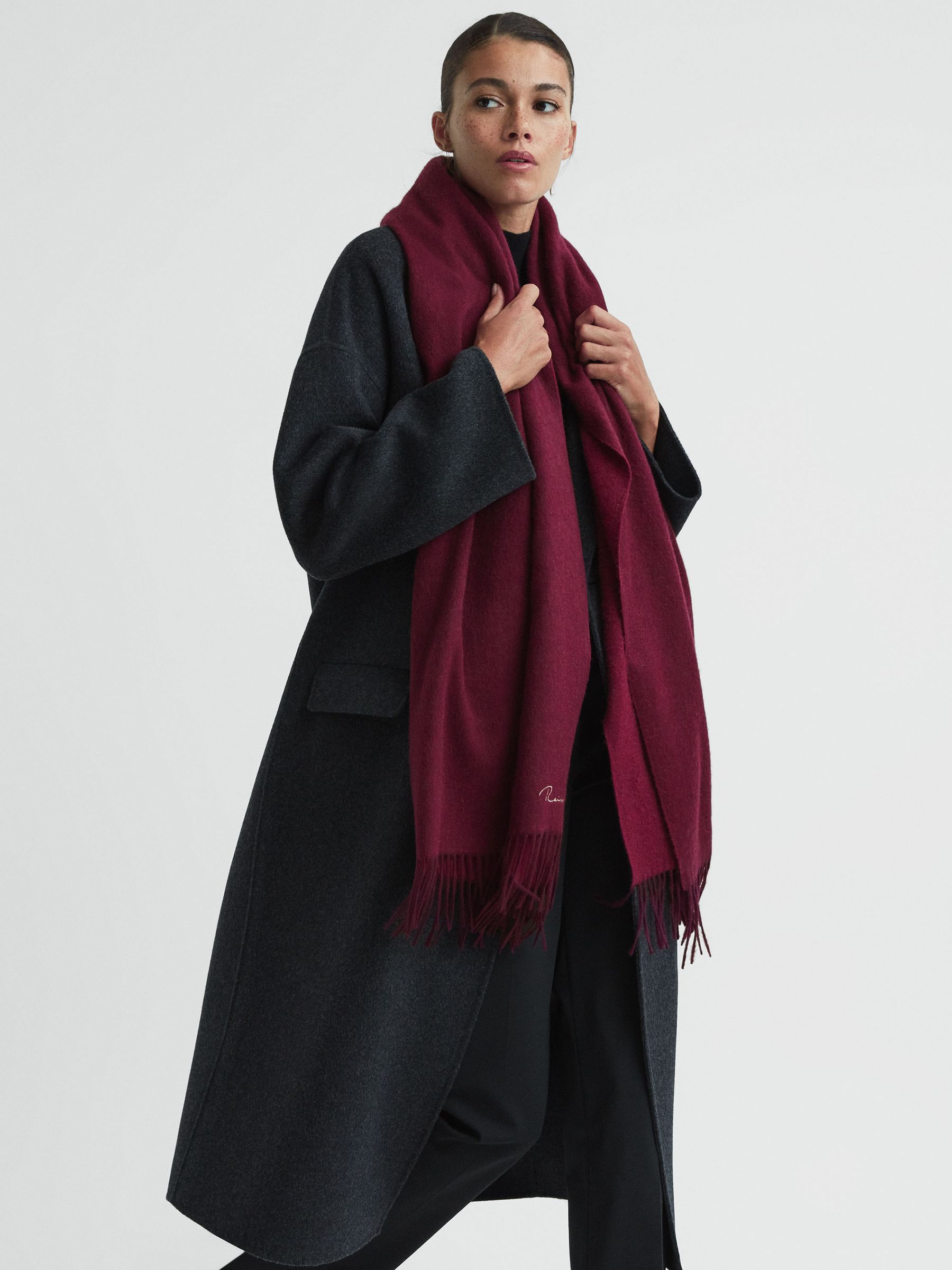 Buy Reiss Bordeaux Picton Wool Cashmere Scarf from Next Luxembourg
