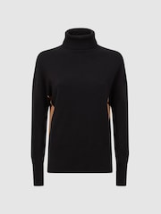 Reiss Black/Camel Alexis Wool Blend Roll Neck Jumper - Image 2 of 5