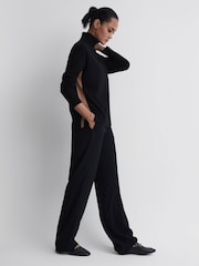 Reiss Black/Camel Alexis Wool Blend Roll Neck Jumper - Image 3 of 5