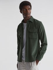 Reiss Green Bonucci Corduroy Twin Pocket Overshirt - Image 1 of 4