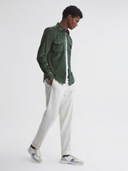 Reiss Green Bonucci Corduroy Twin Pocket Overshirt - Image 3 of 4